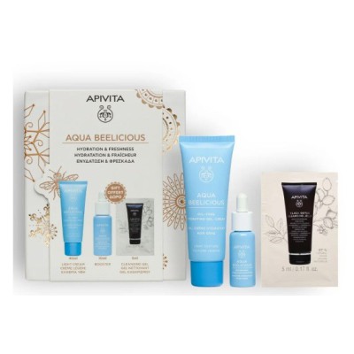 APIVITA Aqua Beelicious Routine Set Ενυδατική Κρέμα Προσώπου Ελαφριάς Υφής 40ml & ΔΩΡΟ Booster Αναζωογόνησης και Ενυδάτωσης Προσώπου 10ml & ΔΩΡΟ Μαύρο Τζέλ Καθαρισμού Προσώπου 5ml