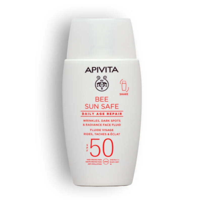 APIVITA Bee Sun Safe Daily Age Repair Αντηλιακή Κρέμα Λάμψης Λεπτόρρευστης Υφής Κατά των Ρυτίδων & Πανάδων  με Πρόπολη και Θαλάσσια Φύκη SPF50 50ml