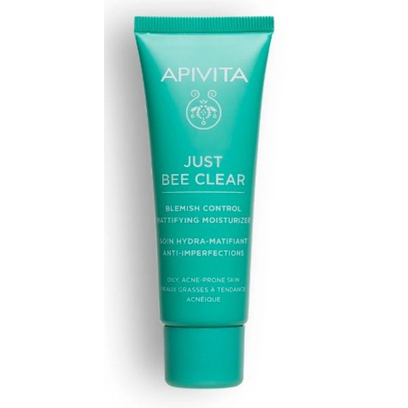 APIVITA Just Bee Clear Blemish Control Mattifying Moisturizer Κ΄ρεμα Προσώπου Κατά των Ατελειών για Ενυδάτωση και Μάτ Αποτέλεσμα 40ml