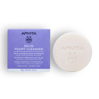 APIVITA Solid Foamy Cleanser & Make Up Remover Μπάρα Καθαρισμού και Ντεμακιγιάζ για Πρόσωπο και Μάτια 80g