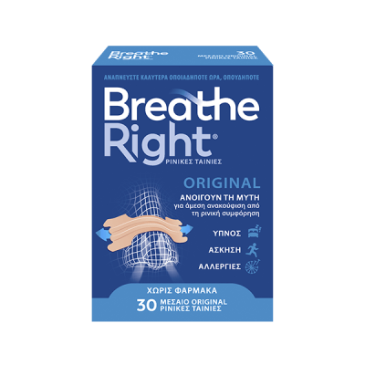 BREATHE RIGHT Μεσαίο Μέγεθος για Κανονική Επιδερμίδα 30 Ταινίες
