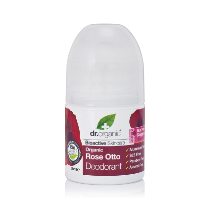 DR. ORGANIC Rose Otto Deodorant Aποσμητικό σε Mορφή Roll-On με Βιολογικό Έλαιο Τριαντάφυλλου 50ml