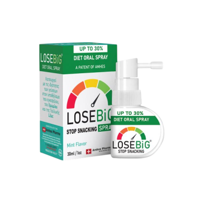 LOSEBIG Diet Oral Spray Stop Snacking Συμπλήρωμα Διατροφής για Σταμάτημα του Τσιμπολογήματος με Γεύση Μέντα 30ml