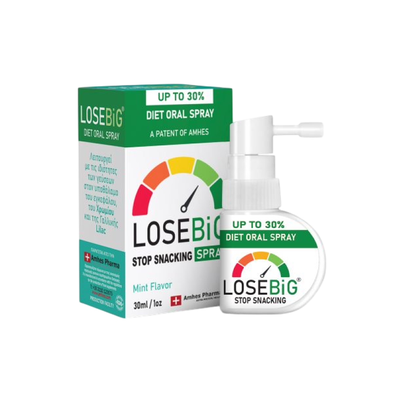 LOSEBIG Diet Oral Spray Stop Snacking Συμπλήρωμα Διατροφής για Σταμάτημα του Τσιμπολογήματος με Γεύση Μέντα 30ml