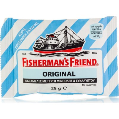 FISHERMAN'S FRIEND Original Καραμέλες για τον Λαιμό Χωρίς Ζάχαρη με Γεύση Μενθόλης & Ευκαλύπτου 25g