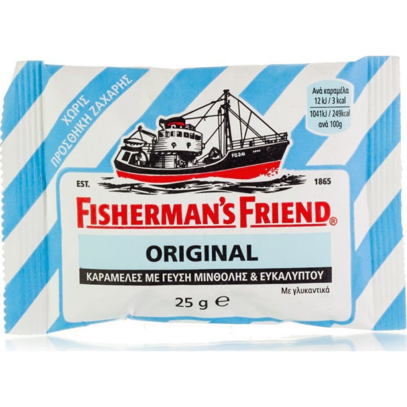 FISHERMAN'S FRIEND Original Καραμέλες για τον Λαιμό Χωρίς Ζάχαρη με Γεύση Μενθόλης & Ευκαλύπτου 25g
