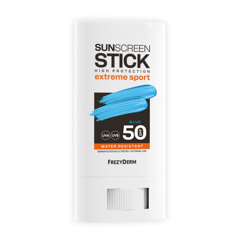 FREZYDERM Sun Screen Extreme Sport Stick Blue Αντηλιακό Στίκ Προσώπου για Εξωτερικά Σπόρ με Απόχρωση Μπλέ SPF50 20ml