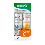HEALTH AID 1+1 Magnesium+B6 Συμπλήρωμα Διατροφής για το Νευρομυικό Σύστημα 20 Αναβράζοντα Δισκία & Vitamin C 1000mg 20 Αναβράζοντα Δισκία