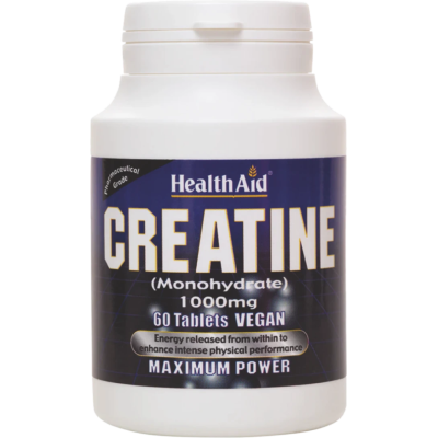 HEALTH AID Creatine 1000mg Συμπλήρωμα Διατροφής με Κρεατίνη για Μυική Μάζα 60 Ταμπλέτες