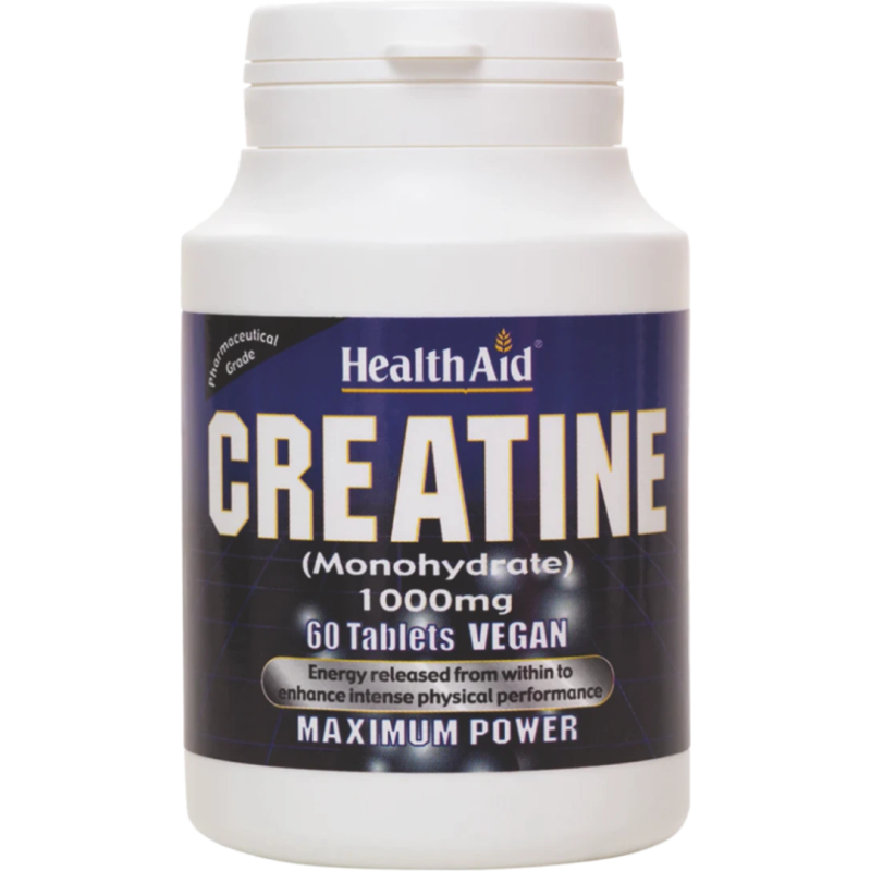HEALTH AID Creatine 1000mg Συμπλήρωμα Διατροφής με Κρεατίνη για Μυική Μάζα 60 Ταμπλέτες