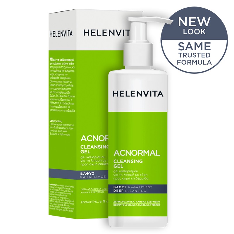 HELENVITA ACnormal Cleansing Gel Τζέλ για Βαθύ Καθαρισμό για Πρόσωπο, Στέρνο, Πλάτη 200ml