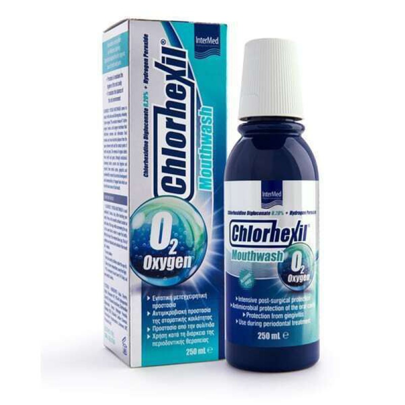 INTERMED Chlorhexil Oxygen Mouthwash Στοματικό Διάλυμα με Διγλυκονική Χλωρεξιδίνη 0,20% και Υπεροξείδιο του Υδρογόνου 250ml