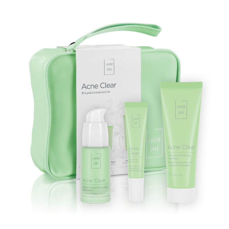 LAVISH CARE Acne Clear Skin Care Essentials Necessaire Triplet Σετ Τριών Μοναδικών Προϊόντων Περιποίησης Προσώπου 1τμχ