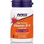 NOW FOODS Vitamin D-3 2000 IU 30 Soft Gels