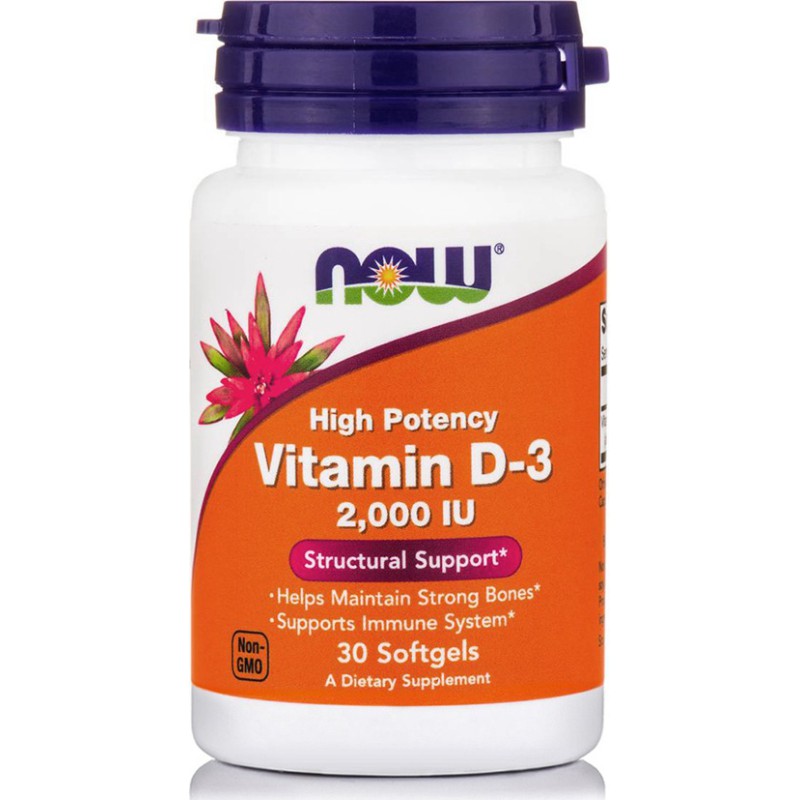 NOW FOODS Vitamin D-3 2000 IU 30 Soft Gels