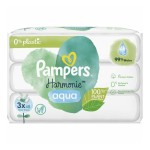 PAMPERS 2+1 Harmonie Aqua Wipes Μωρομάντηλα με 99% Νερό , Χωρίς Άρωμα , Οινόπνευμα & Parabens 3x48τμχ