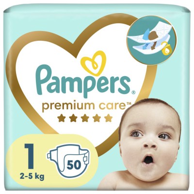 PAMPERS Premium Care Βρεφικές Πάνες No1 (2-5kg) 50τμχ  PAMPERS Premium Care Βρεφικές Πάνες No1 (2-5kg) 50τμχ