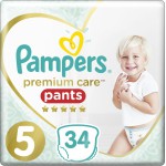 PAMPERS Premium Care Pants Βρεφικές Πάνες Βρακάκι No5 (12-17kg) 34τμχ 