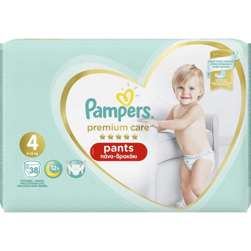 PAMPERS Premium Care Pants Βρεφικές Πάνες Βρακάκι No4 (9-15kg) 38τμχ 