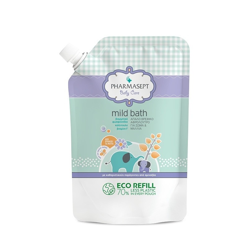 PHARMASEPT Baby Care Mild Bath Refill Φυσικο Παιδικο Αφρολουτρο για σώμα και μαλλια 900ml