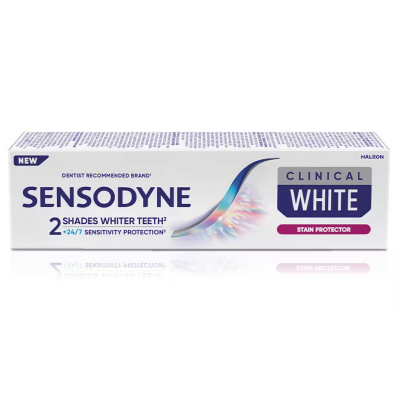 SENSODYNE Clinical White Stain Protection Οδοντόκρεμα με Τεχνολογία Λεύκανσης Ειδικά Σχεδιασμένη για Ευαίσθητα Δόντια 75ml