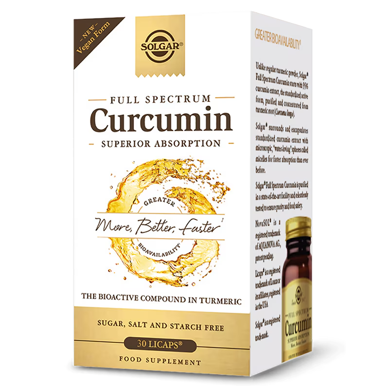 SOLGAR Full Spectrum Curcumin Superior Absorption Συμπλήρωμα Διατροφής με Κουρκουμά 30 Κάψουλες