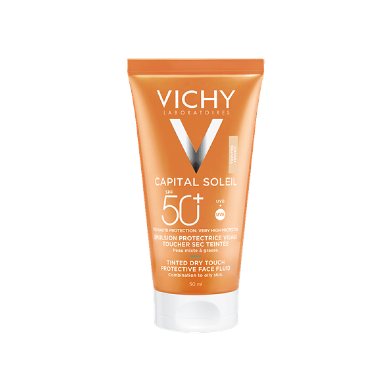 VICHY Capital Soleil Αντηλιακή Κρέμα Προσώπου με Λεπτόρρευστη Υφή για Μάτ Αποτέλεσμα με Χρώμα SPF50 50ml