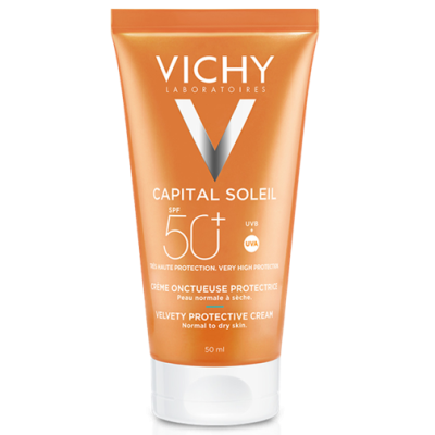 VICHY Capital Soleil Αντηλιακή Κρέμα Προσώπου για Βελούδινη Επιδερμίδα Ιδανική για Ευαίσθητες Επιδερμίδες SPF50+ 50ml