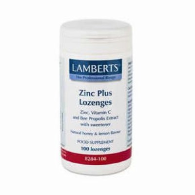 LAMBERTS Zinc Plus Lozenges Καραμέλες ψευδαργύρου με Vitamin C+ εκχύλισμα πρόπολης 100 δισκία LAMBERTS Zinc Plus Lozenges Καραμέλες ψευδαργύρου με Vitamin C+ εκχύλισμα πρόπολης 100 δισκία