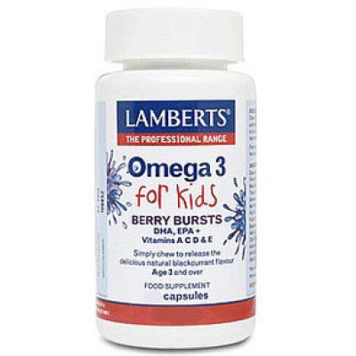 LAMBERTS Omega 3 for Kids Συμπλήρωμα διατροφής για παιδιά με γεύση φραγκοστάφυλο 30 capsules LAMBERTS Omega 3 for Kids Συμπλήρωμα διατροφής για παιδιά με γεύση φραγκοστάφυλο 30 capsules