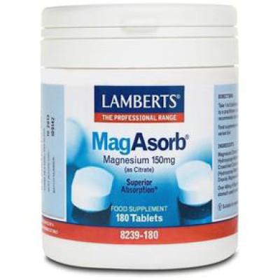 LAMBERTS Mag Asorb Μαγνήσιο 150mg 180 δισκία LAMBERTS Mag Asorb Μαγνήσιο 150mg 180 δισκία