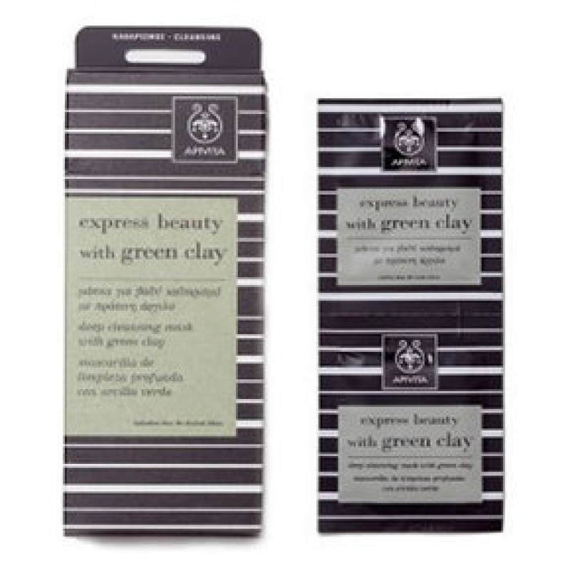 APIVITA Express Beauty Μάσκα για βαθύ καθαρισμό με πράσινη άργιλο 2x8ml