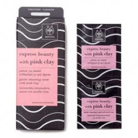 APIVITA Express Beauty Μάσκα για απαλό καθαρισμό με ροζ άργιλο 2x8ml