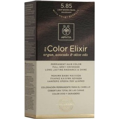 APIVITA My Color Elixir Μόνιμη Βαφή Μαλλιών με 3 Πολύτιμα Έλαια Argan , Αβοκάντο & Ελιάς Απόχρωση Καστανό Ανοιχτό Περλέ Μαονί 5.85