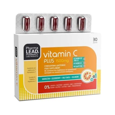 PHARMALEAD Vitamin C 1500mg Plus Συμπλήρωμα Διατροφής με Βιταμίνες C , D3 , K1 και Ψευδάργυρο για την Ενίσχυση του Ανοσοποιητικού Συστήματος 30 Δισκία