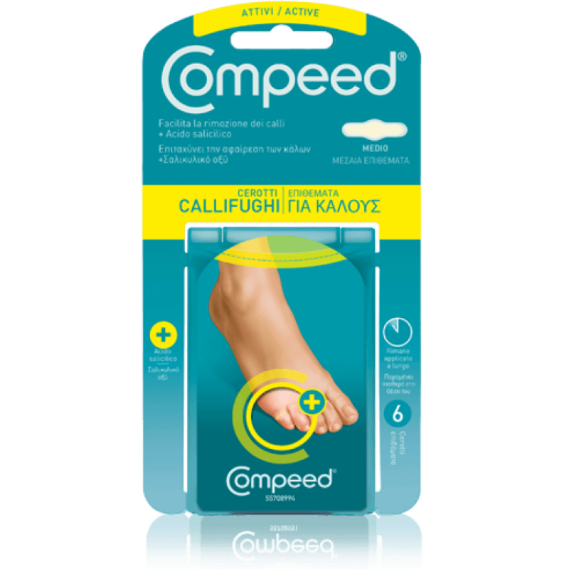 COMPEED Active Callifughi Cerotti Επιθέματα για Κάλους με Σαλικυλικό Οξύ Μέγεθος Medium 6τμχ