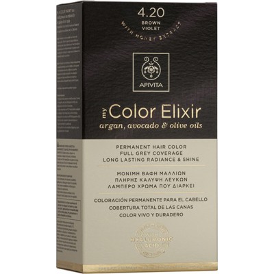 APIVITA My Color Elixir Μόνιμη Βαφή Μαλλιών με 3 Πολύτιμα Έλαια Argan , Αβοκάντο & Ελιάς Απόχρωση Καστανό Βιολετί 4.20