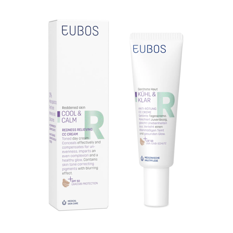 EUBOS Cool & Calm Redness Relieving CC Cream Καταπραυντική Κρέμα Ημέρας με Χρώμα Κατά της Ερυθρότητας SPF50 30ml