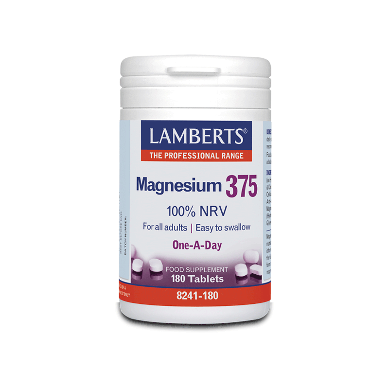 LAMBERTS Magnesium 375 100% NRV Συμπλήρωμα Διατροφής Μαγνησίου 180 Ταμπλέτες