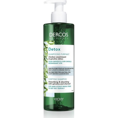 VICHY Dercos Nutrients Detox Purifying Shampoo Σαμπουάν Εντατικού Καθαρισμού για Λιπαρά Μαλλιά 250ml