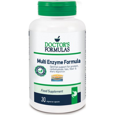 DOCTOR'S FORMULAS Multi Enzyme Formula Συμπλήρωμα Διατροφής Φόρμουλα που Διευκολύνει την Πέψη & Συμβάλλει στη Λειτουργία των Πεπτικών Ενζύμων 30 Κάψουλες