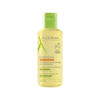 A-DERMA Exomega Control Anti-Scratching Emollient Shower Oil Μαλακτικό Έλαιο Καθαρισμού Προσώπου & Σώματος Ενάντια στο Κνησμό 200ml
