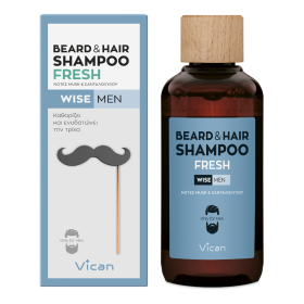 VICAN Wise Men Beard & Hair Shampoo Fresh Καθαριστικό Σαμπουάν για Γένια & Μαλλιά 200ml