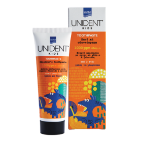 INTERMED Unident Kids Toothpaste 1000 ppm Fluoride Παιδική Οδοντόκρεμα απο 2 Ετών με Γεύση Τσιχλόφουσκα 50ml