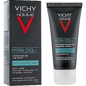 VICHY Homme Hydra Cool+ Ενυδατικό Τζέλ Προσώπου & Ματιών για Άμεση Αίσθηση Δροσιάς (-2°C) με Υαλουρονικό Οξύ 50ml