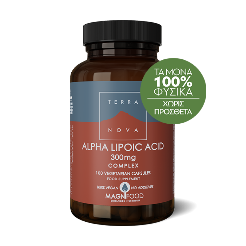 TERRANOVA Alpha Lipoic Acid 300mg Συμπλήρωμα Διατροφής με Α-Λιποικό Οξύ 100 Κάψουλες 