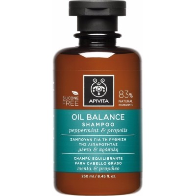 APIVITA Oil Balance Shampoo Σαμπουάν για την Ρύθμιση της Λιπαρότητας με Μέντα & Πρόπολη 250ml