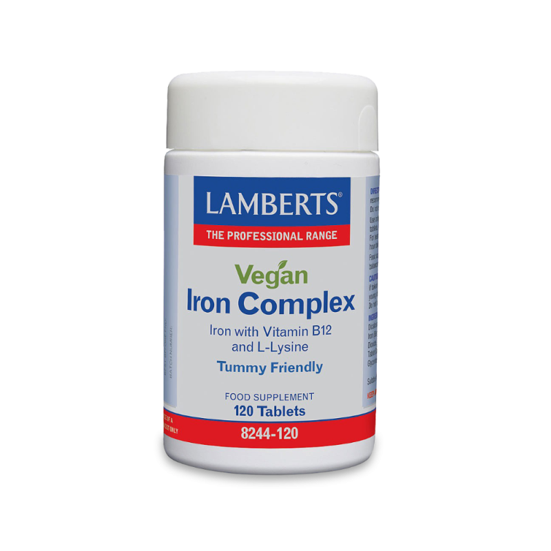 LAMBERTS Vegan Iron Complex μια Ιδανική Φόρμουλα Σιδήρου & Β12 για Χορτοφάγους 120 Ταμπλέτες