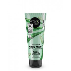 ORGANIC SHOP Overnight Face Mask Μάσκα Προσώπου Νύχτας με Αλόη και Αβοκάντο 75ml