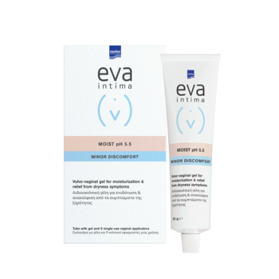 EVA Intima Moist pH 5.5 Minor Discomfort Υγραντική και Λιπαντική Αιδοίο-Κολπική Γέλη για την Ανακούφιση της Ξηρότητας του Κόλπου 50gr & 9 Εφαρμοστές